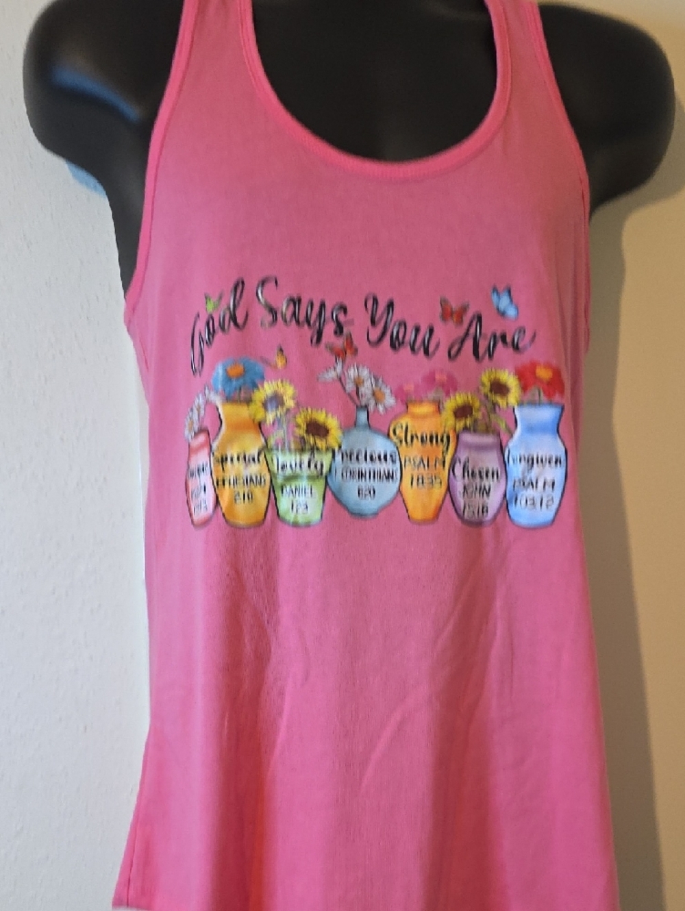 Women’s Pink Graphic Tank Top - God Says You Are - Picture 5 of 6